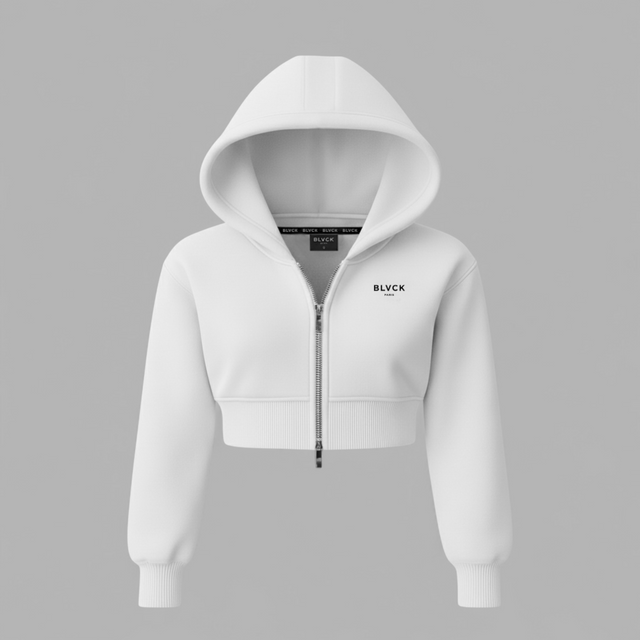 BLVCK 短版連帽外套(女款) - 白