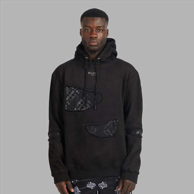 BLVCK 闇黑窗花拼接連帽衫