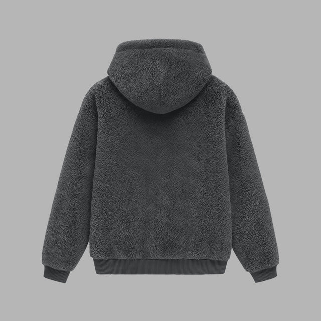 BLVCK 闇黑羊羔絨連帽衫 - 灰