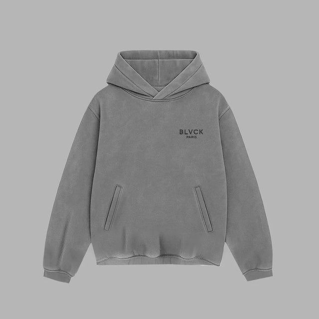 BLVCK 水洗工藝連帽衫 - 灰