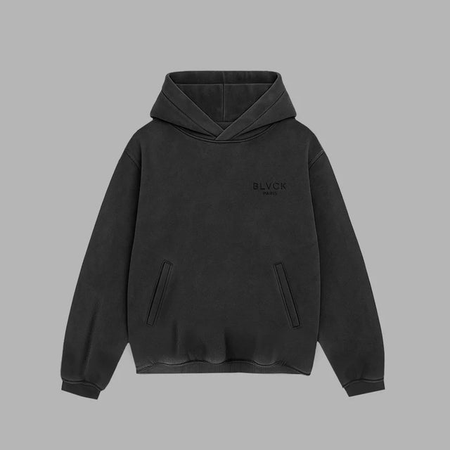 BLVCK 水洗工藝連帽衫 - 黑