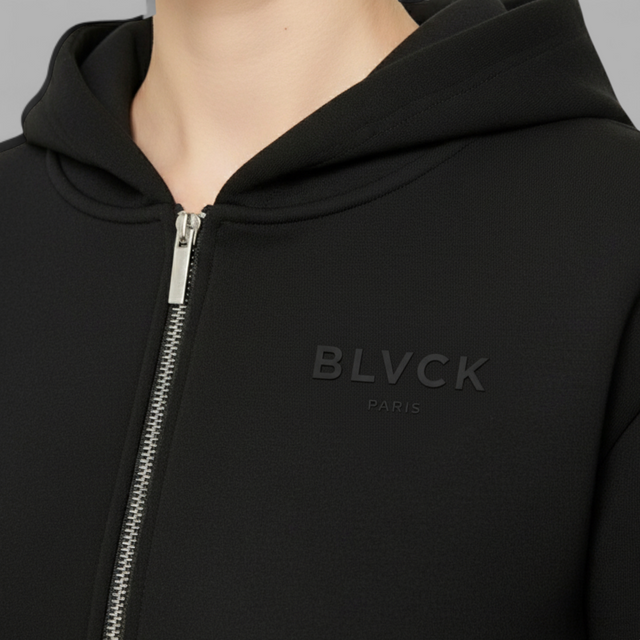 BLVCK 短版連帽外套(女款) - 黑