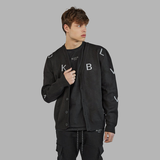 BLVCK 暗黑字母开襟针织衫