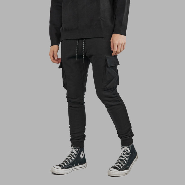 BLVCK 闇黑口袋縮口棉褲
