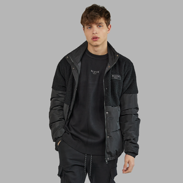 BLVCK 黯黑毛絨拼接羽絨外套