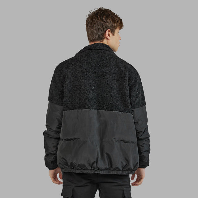 BLVCK 黯黑毛絨拼接羽絨外套
