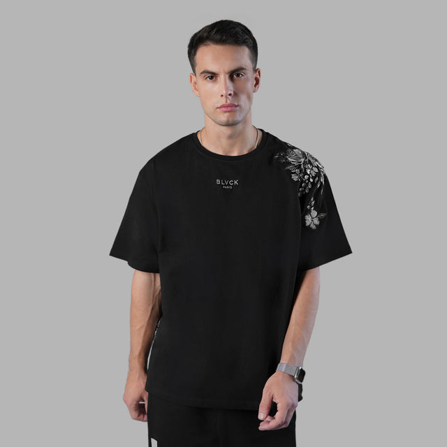 BLVCK 玫瑰花卉電繡 TEE