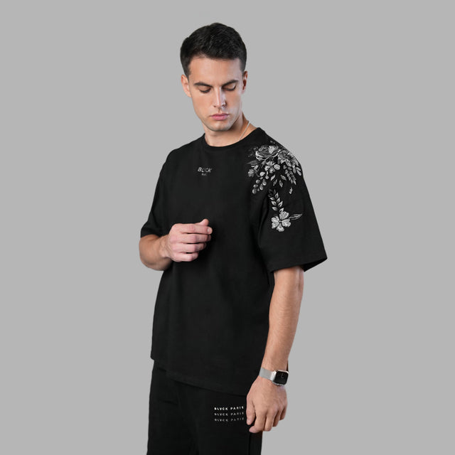 BLVCK 玫瑰花卉電繡 TEE