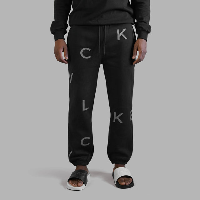 BLVCK 闇黑字母縮口棉褲