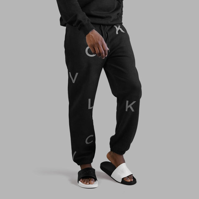 BLVCK 闇黑字母縮口棉褲