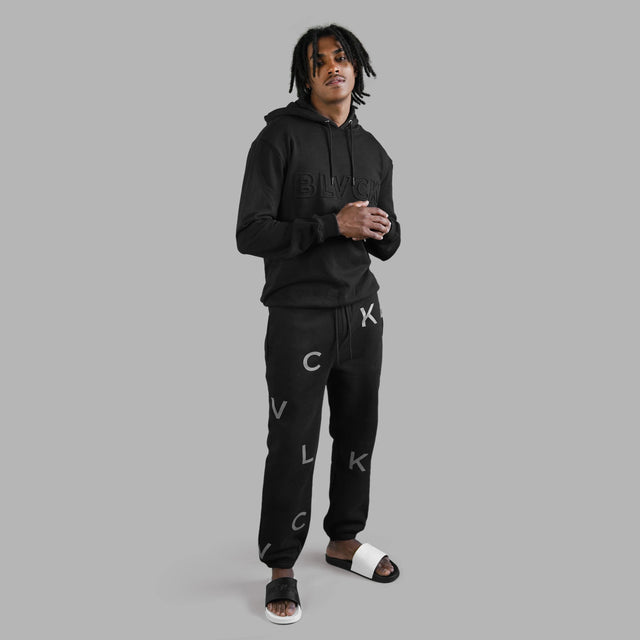BLVCK 闇黑字母縮口棉褲