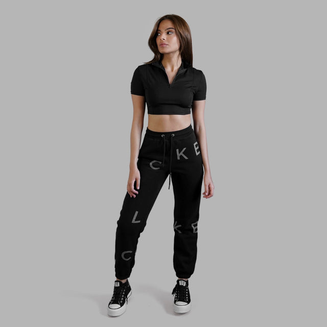 BLVCK 闇黑字母縮口棉褲
