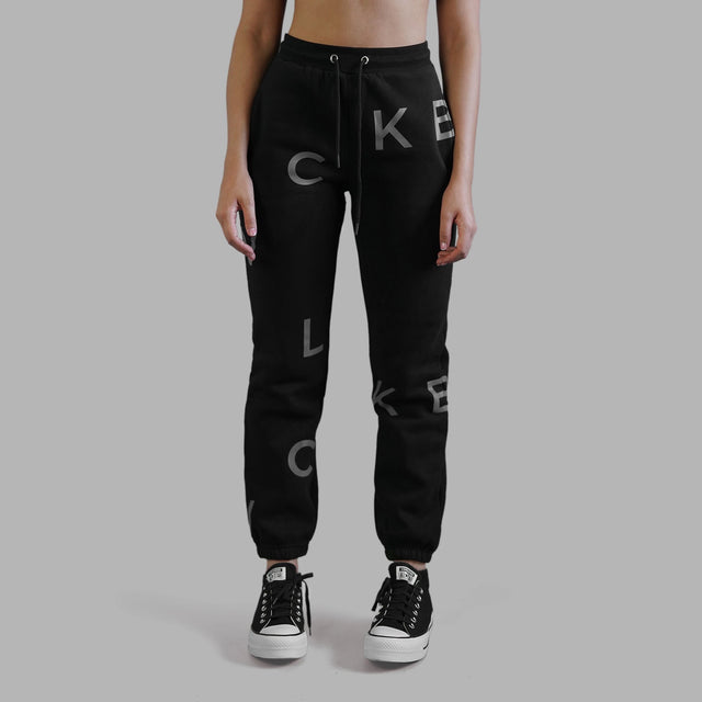 BLVCK 闇黑字母縮口棉褲