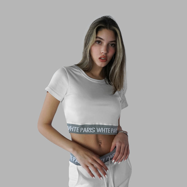 WHTE 短板边饰LOGO TEE(女款)