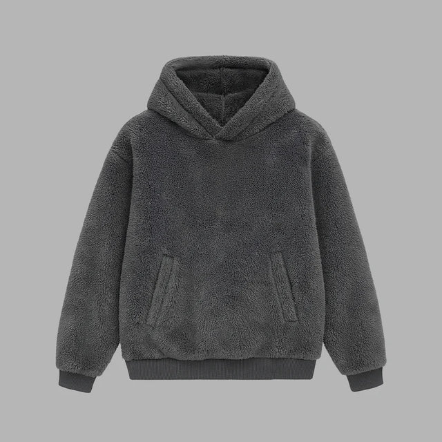 BLVCK 闇黑羊羔絨連帽衫 - 灰