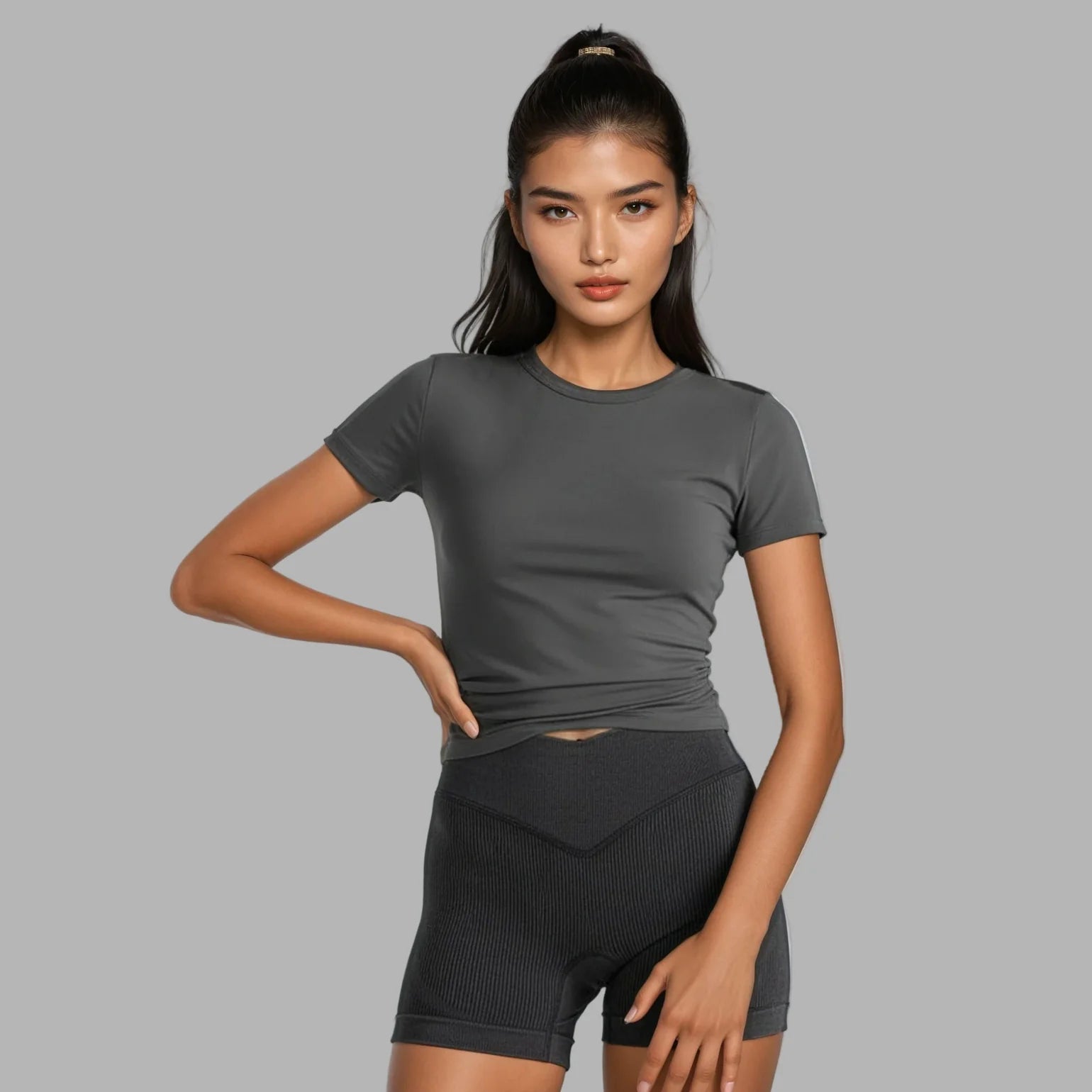 BLVCK 機能短袖上衣 - 灰