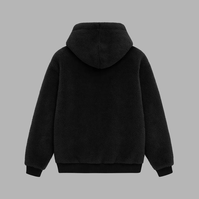 BLVCK 闇黑羊羔絨連帽衫 - 黑