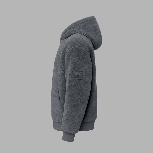 BLVCK 闇黑羊羔絨連帽衫 - 灰