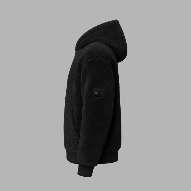BLVCK 闇黑羊羔絨連帽衫 - 黑