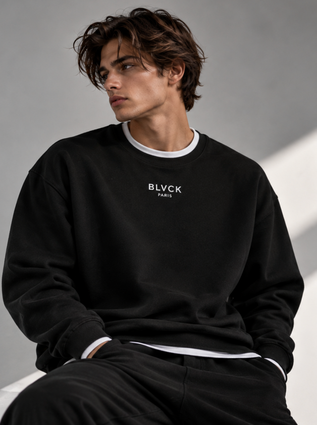BLVCK x WHTE 闇黑之吻圓領大學運動衫