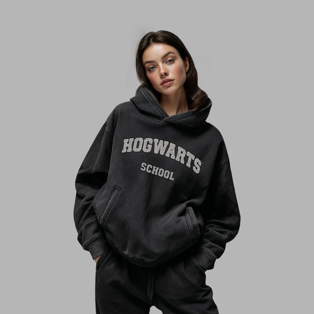 BLVCK x HARRY POTTER 聯名霍格華茲連帽衫 - 黑