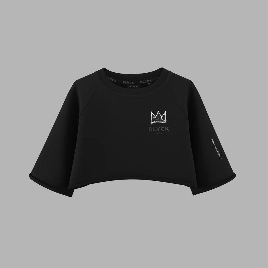 BLVCK X BASQUIAT 聯名短版王冠Tee - 闇黑