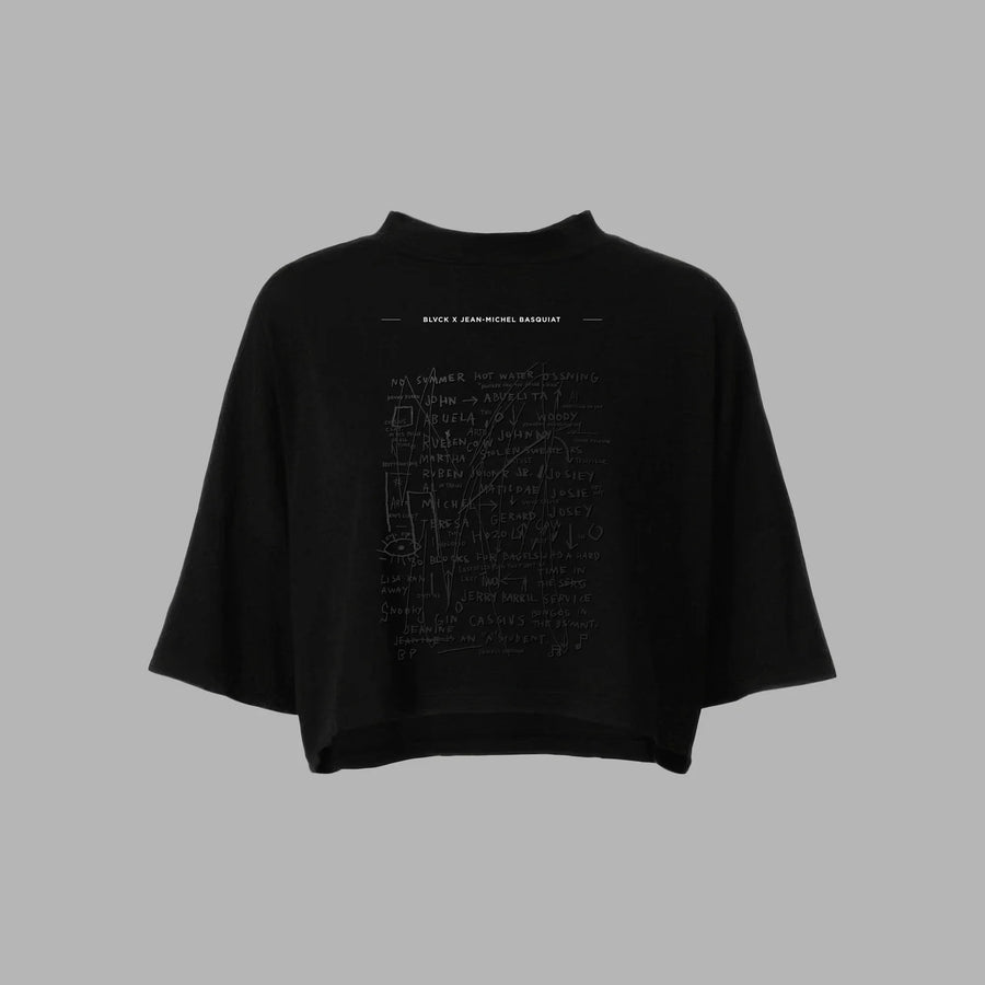 BLVCK X BASQUIAT 聯名短版王冠Tee - 闇黑